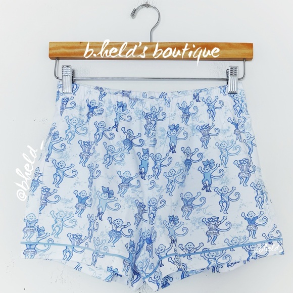 Roller Rabbit x LoveShackFancy Pastiche De Monkey Polo Pajamas in Blue Size XS - Picture 11 of 14